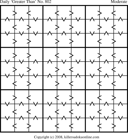 Greater Than Sudoku for  6/30/2008