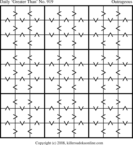 Greater Than Sudoku for  10/25/2008