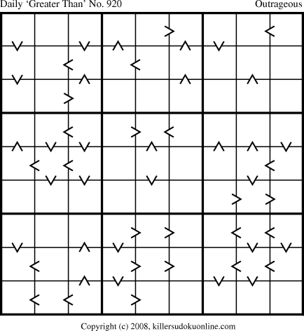 Greater Than Sudoku for  10/26/2008