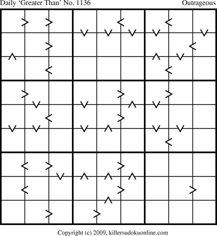 Greater Than Sudoku for  5/29/2009