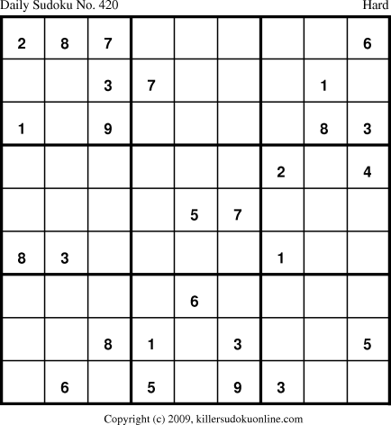 Killer Sudoku for 5/2/2009