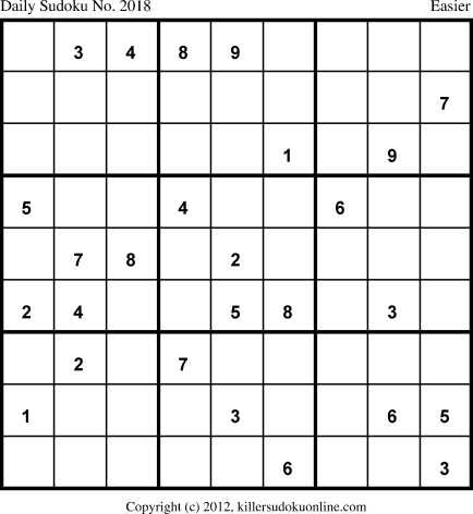Killer Sudoku for 9/11/2013