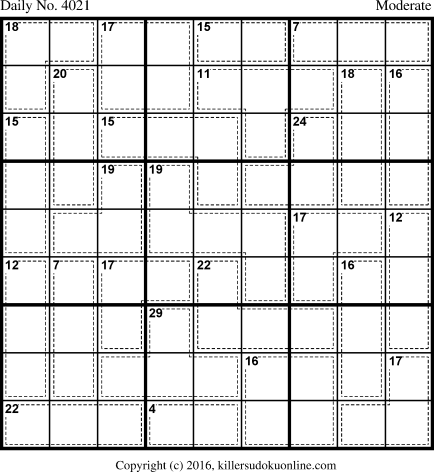 Killer Sudoku for 12/21/2016