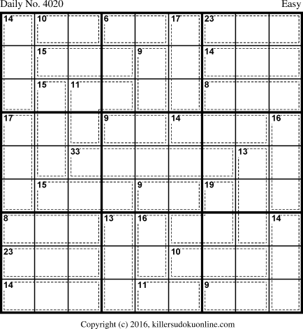 Killer Sudoku for 12/20/2016