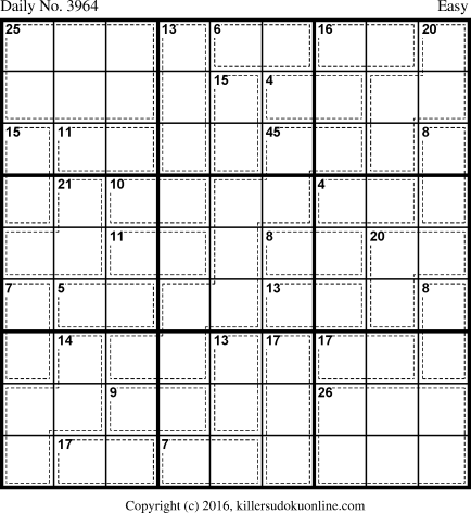 Killer Sudoku for 10/25/2016