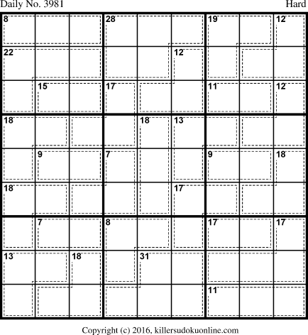 Killer Sudoku for 11/11/2016