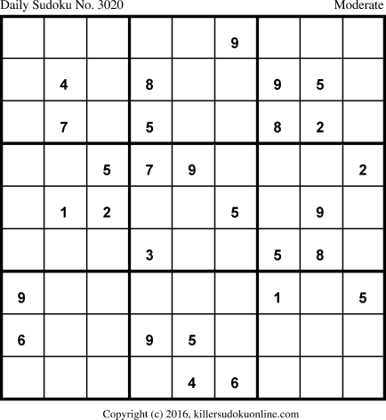 Killer Sudoku for 6/9/2016