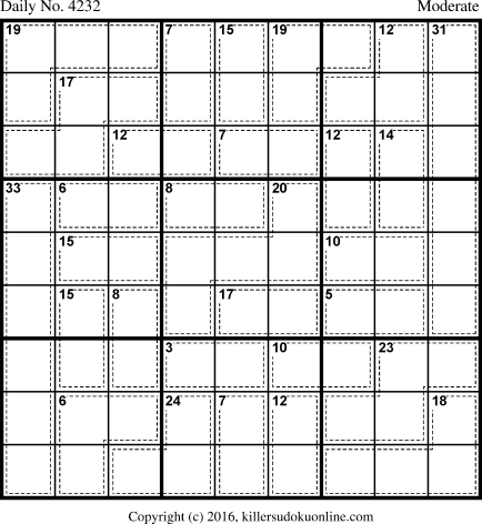 Killer Sudoku for 7/20/2017