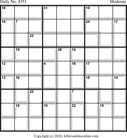 Killer Sudoku for 11/16/2017