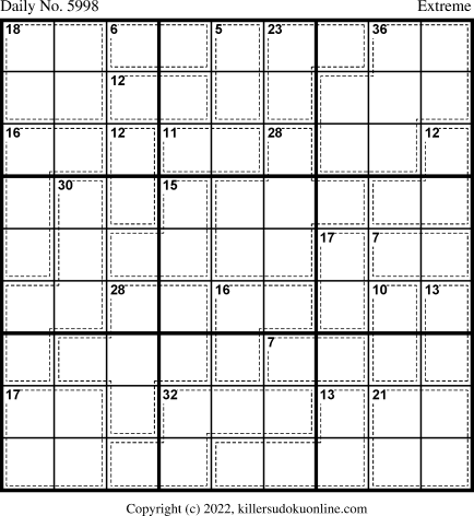 Killer Sudoku for 5/21/2022