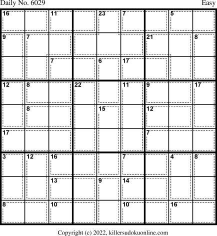 Killer Sudoku for 6/21/2022
