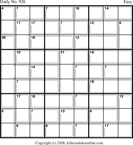Killer Sudoku for 7/7/2008