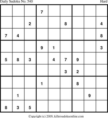 Killer Sudoku for 8/30/2009