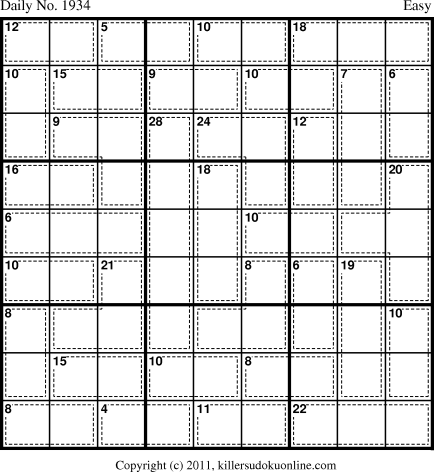 Killer Sudoku for 4/5/2011