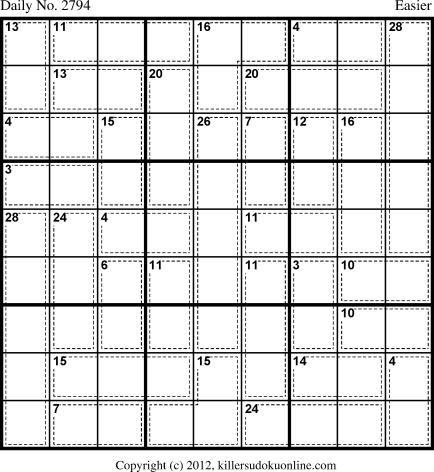 Killer Sudoku for 8/12/2013
