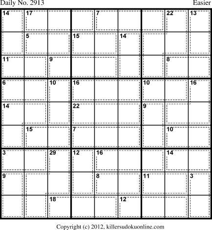 Killer Sudoku for 12/9/2013