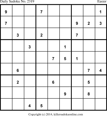 Killer Sudoku for 7/9/2014