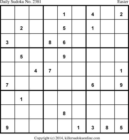 Killer Sudoku for 9/9/2014