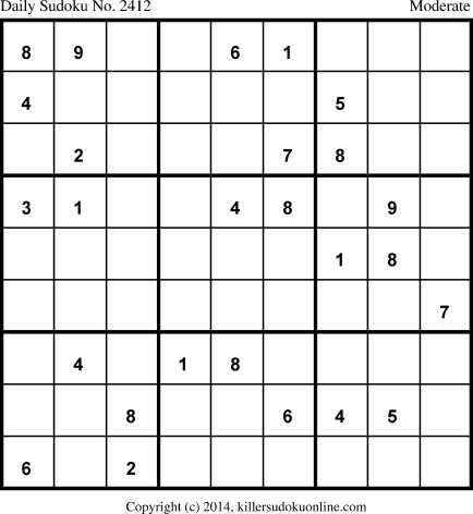 Killer Sudoku for 10/10/2014