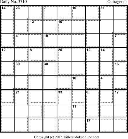 Killer Sudoku for 1/10/2015