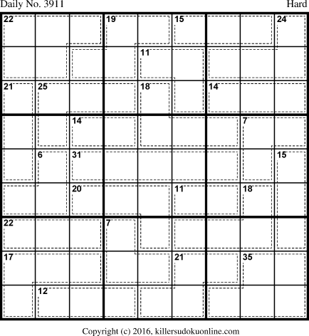 Killer Sudoku for 9/2/2016