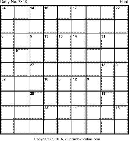 Killer Sudoku for 7/1/2016