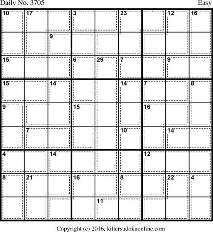 Killer Sudoku for 2/9/2016