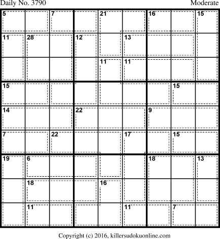 Killer Sudoku for 5/4/2016