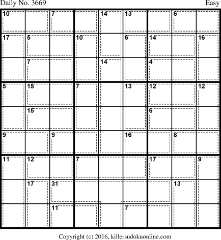 Killer Sudoku for 1/4/2016