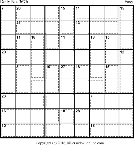 Killer Sudoku for 1/11/2016