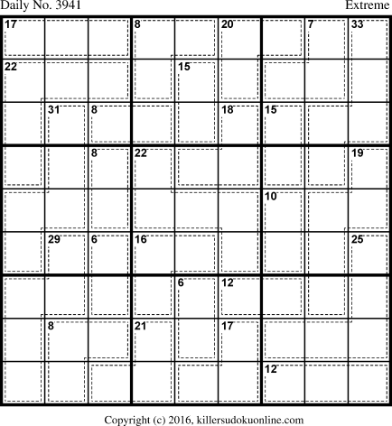 Killer Sudoku for 10/2/2016