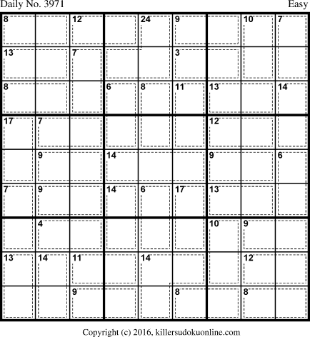 Killer Sudoku for 11/1/2016