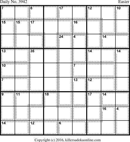 Killer Sudoku for 10/3/2016