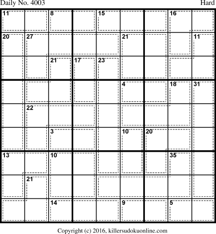 Killer Sudoku for 12/3/2016