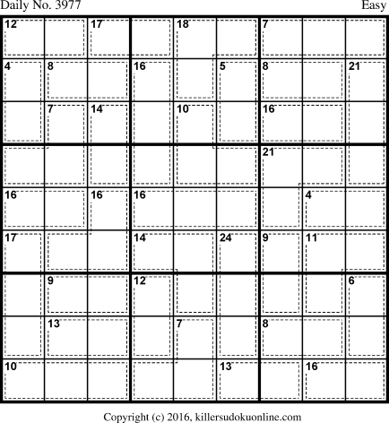 Killer Sudoku for 11/7/2016