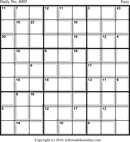 Killer Sudoku for 12/5/2016