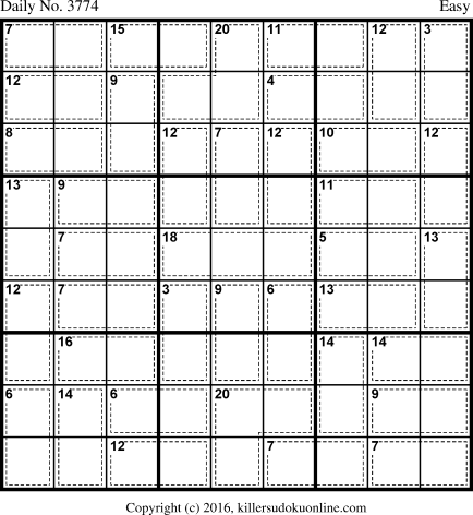 Killer Sudoku for 4/18/2016