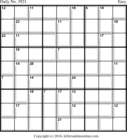Killer Sudoku for 9/12/2016