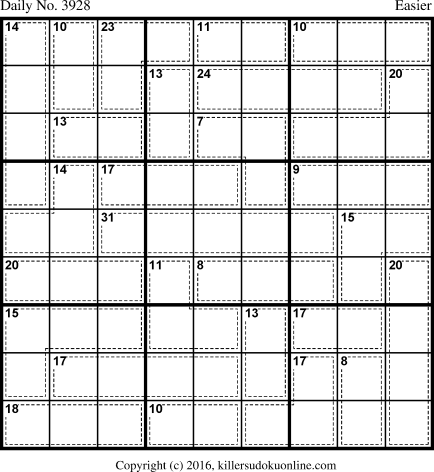 Killer Sudoku for 9/19/2016