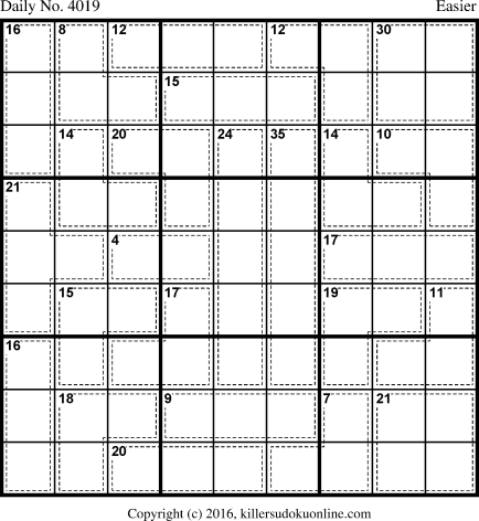 Killer Sudoku for 12/19/2016