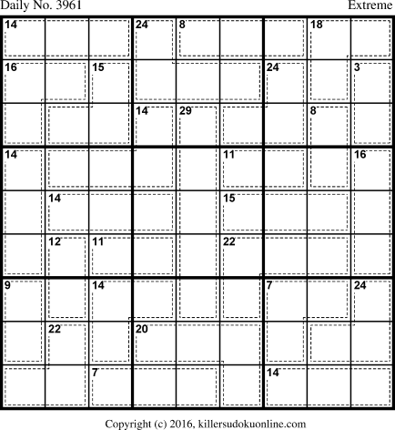 Killer Sudoku for 10/22/2016