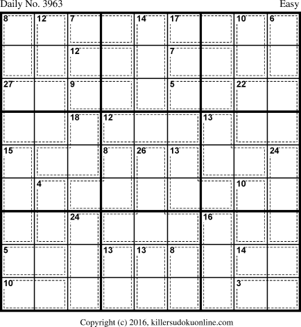 Killer Sudoku for 10/24/2016