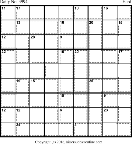 Killer Sudoku for 11/24/2016