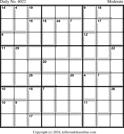 Killer Sudoku for 12/22/2016