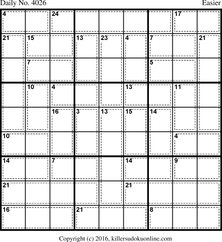 Killer Sudoku for 12/26/2016
