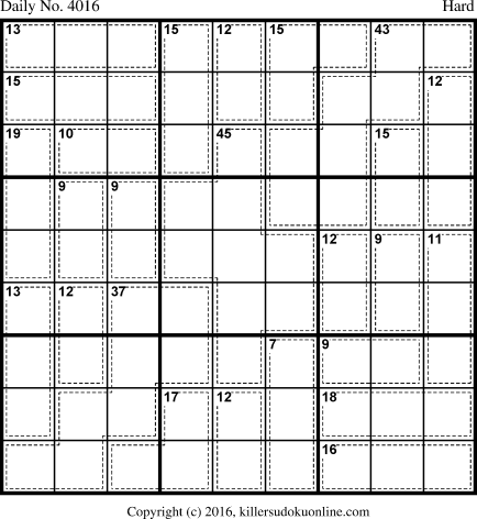 Killer Sudoku for 12/16/2016
