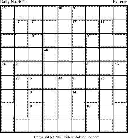 Killer Sudoku for 12/24/2016
