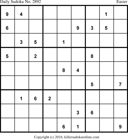 Killer Sudoku for 2/2/2016