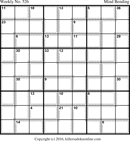 Killer Sudoku for 2/1/2016
