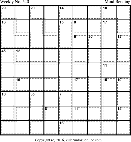 Killer Sudoku for 5/9/2016